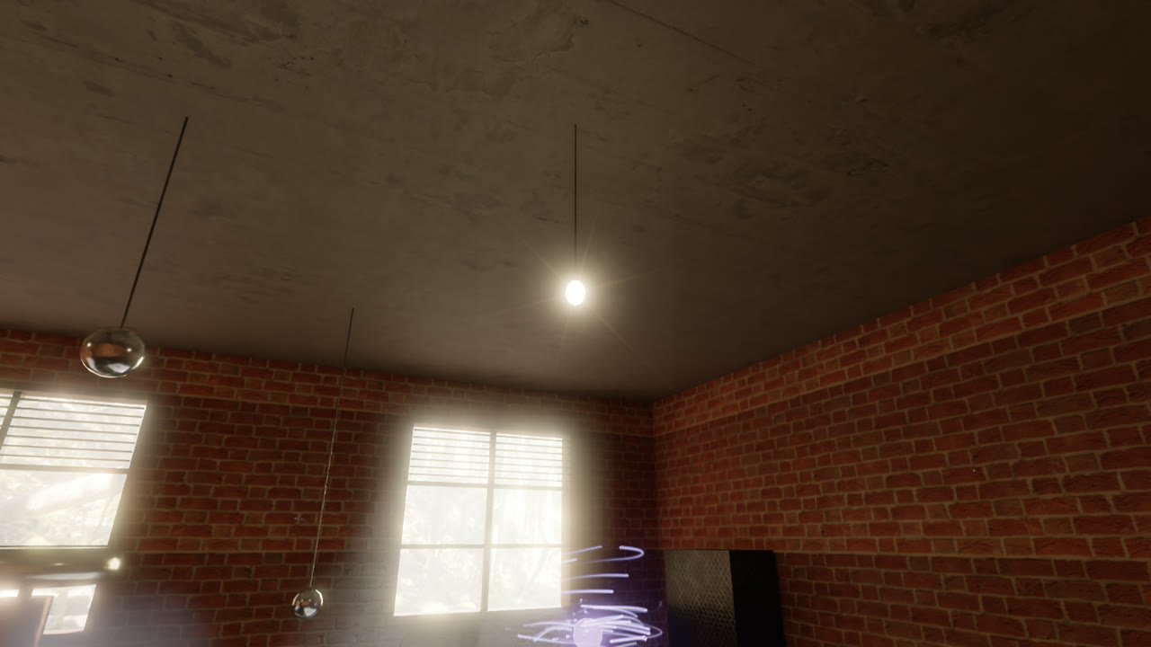 A hanging bulb with a soft glare around it