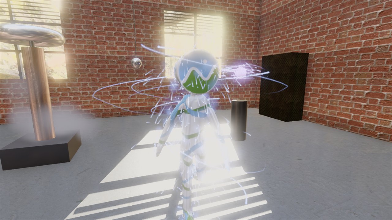 A figure made of energy particles emitted from an animated mesh